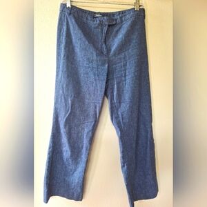 'S Maxmara Womens Crop Linen Blend Relaxed Fit Pants Denim Look Size 10